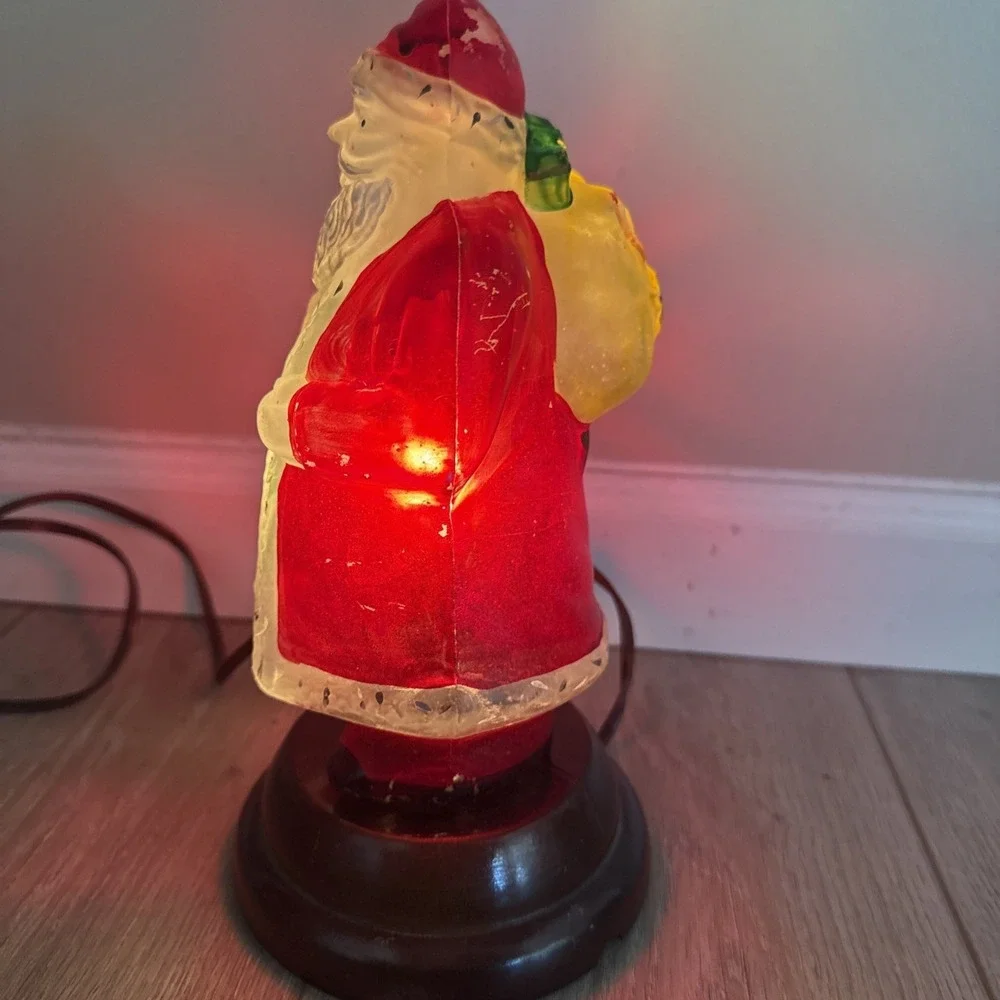 Rare Vintage Christmas Hand Painted Santa Claus Figure Lamp Night Light Must See
